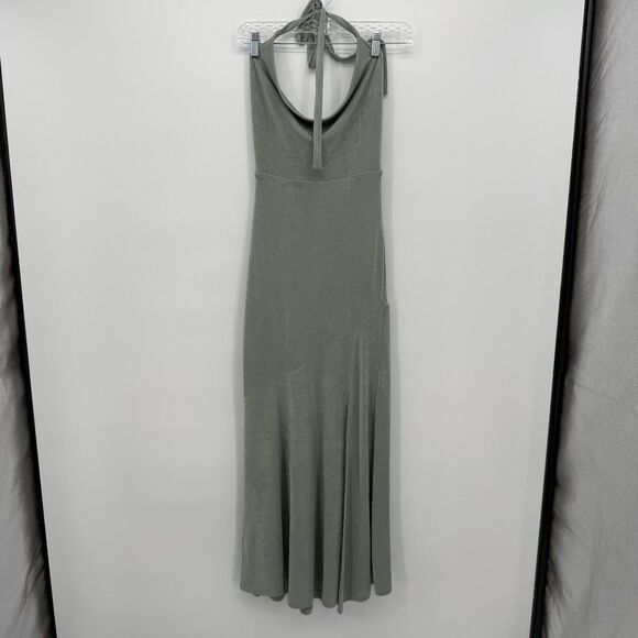 Saints & Secrets Green Formal Halter Long Dress Cowl Neckline Size Small - Picture 2 of 12